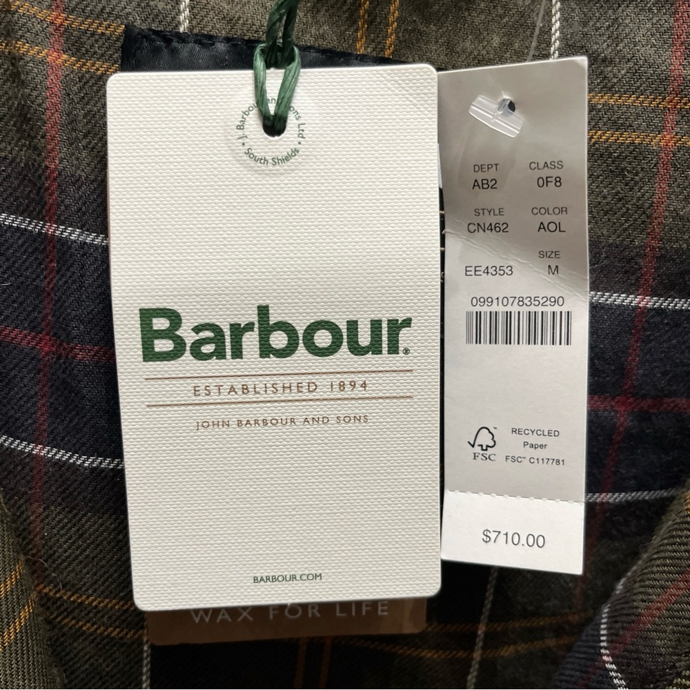 Barbour Solway Wax Jacket Trench Coat Olive MWX24810L71 $710 Medium CN462 - Picture 16 of 16